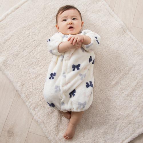 ２WAYドレスオール フリース リボン柄 グレー×50-60cm