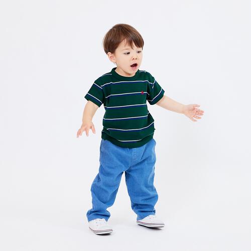 POLO BCS 鹿の子マルチボーダー半袖Ｔシャツ グリーン&times;80cm ベビーザらス限定 赤ちゃん 出産準備 出産祝い ベビー服 子供服