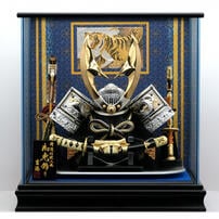 【五月人形】兜飾り ケース飾り「彫金龍立体鍬形一本太刀」 (538105)コンパクト ブルー 男の子 トイザらス・ベビーザらス限定【メーカー直送】