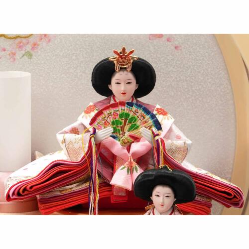 【雛人形】ケース飾り 五人飾り「雪輪桜刺繍 丸形クリームアクリル」 (322549)ひな人形 モダン 丸型 トイザらス・ベビーザらス限定【メーカー直送】