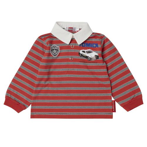 【TOMICA kie_158さんプロデュース】TOMICA トミカ 衿付き ボーダーＴシャツ レッド×120cm