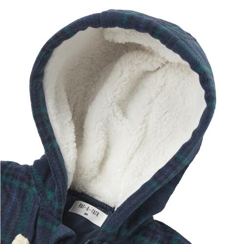 RAT-A-TATR ラッタッター ダッフルコート 中綿 チェック ネイビー×95cm