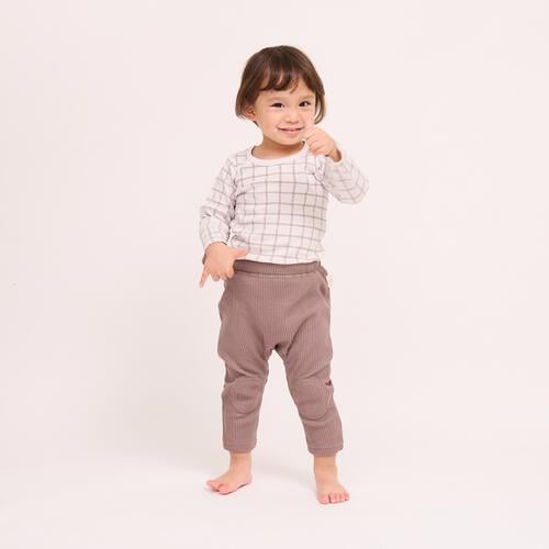 長袖シャツ肌着2枚組 スムス ドングリ×チェック グレー×90cm ベビーザらス限定