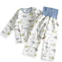 長袖腹巻付きパジャマ ニットキルト 恐竜柄 アイボリー&times;80cm ベビーザらス限定