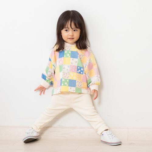 COJIKA ストレッチデイリートレーナー ミニ裏毛 パッチワーク ナチュラル×90cm ベビーザらス限定