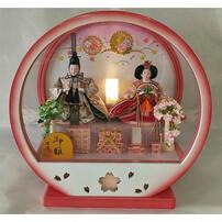 【雛人形】ケース飾り 親王飾り「雪輪牡丹桜丸形アクリル」  (322014)ひな人形 ひな祭り ピンク おしゃれ 丸型ケース トイザらス・ベビーザらス限定【メーカー直送】