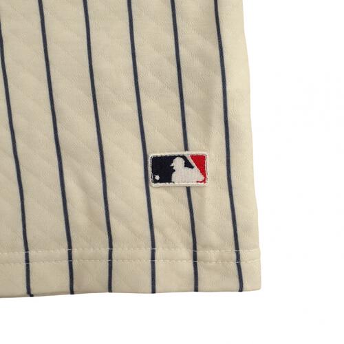 MLBヤンキース 長袖パジャマ 裏綿ダイヤキルト 丸首 ネイビー×90cm