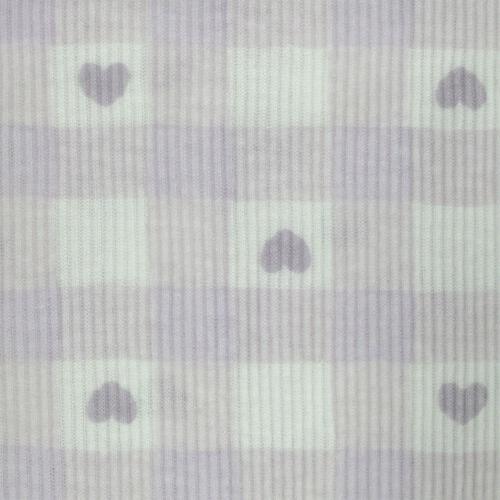 長袖シャツ肌着 2枚組 テレコ チェックハート ホワイト&times;100cm