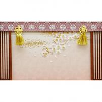 【雛人形】ケース親王飾り「枝桜刺繍御簾付パノラマアクリル」（322722）