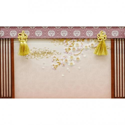 【雛人形】ケース親王飾り「枝桜刺繍御簾付パノラマアクリル」（322722）