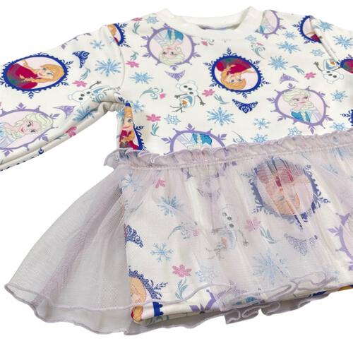 【Sophitica × tsumashi1118さん】Disney アナと雪の女王 裏毛トレーナー 総柄 ホワイト×120cm ベビーザらス限定