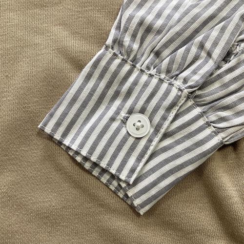 pular pular 裏毛布帛切り替えトレーナー (ミディアムベージュ×80cm)