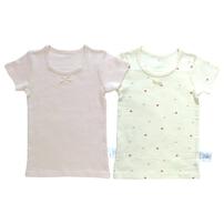 2枚組 抗菌半袖シャツ肌着 フライス ハート ピンク×90cm