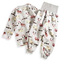 長袖腹巻パジャマ フリース 働く車柄 グレー×80cm