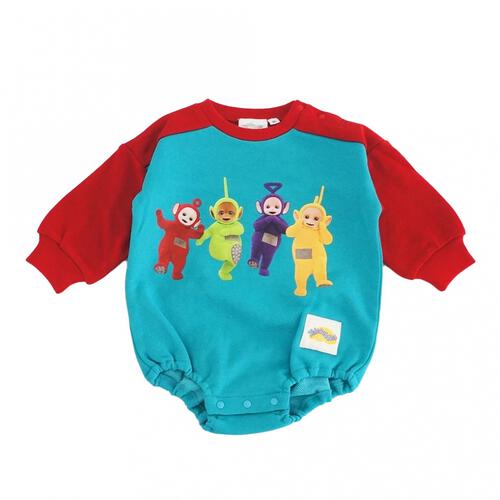 【テレタビーズ】長袖ダルマボディスーツ ラグラン グリーン×80cm