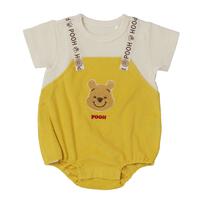 Disney ディズニー 半袖ボディスーツ 吊りブルマ風 くまのプーさん イエロー&times;80cm ベビーザらス限定