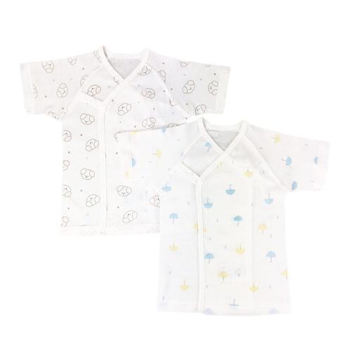 短肌着 わんこ×雨傘柄 2枚組(ホワイト×50-60cm) ベビーザらス限定