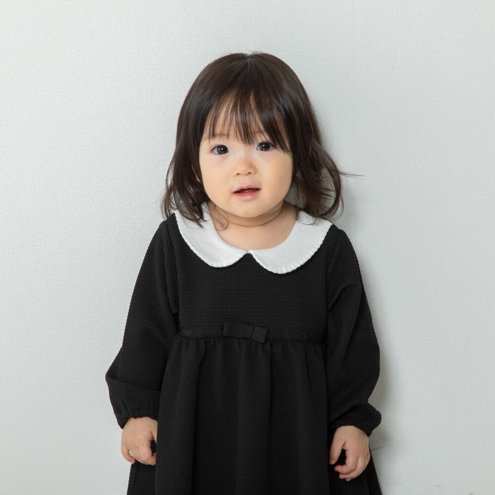 長袖フォーマル ロンパス ワンピース ニットレギンス付き(ブラック