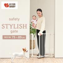 【ブラックフライデー】セーフティスタイリッシュゲート拡張フレーム付き (ホワイト)　【前後両開きドア オートクローズ機能 取り付け幅：約75～89cm】