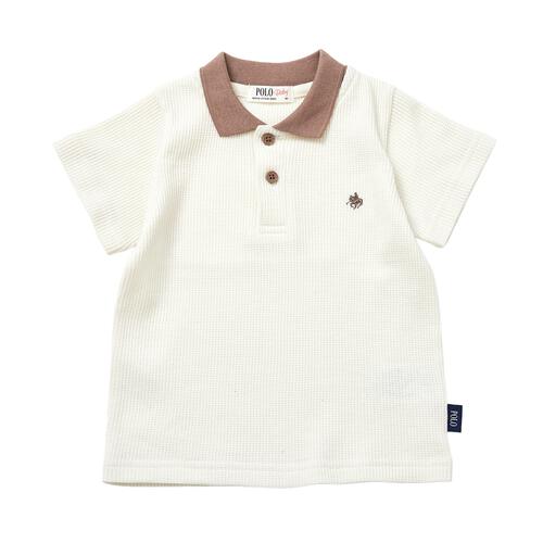 POLO BCS ワッフル半袖ポロシャツ オフホワイト&times;80cm