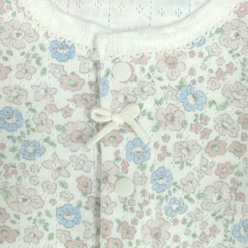 2枚組半袖前開きロンパース肌着 パターンメッシュ 花 パステルブルー&times;80cm ベビーザらス限定