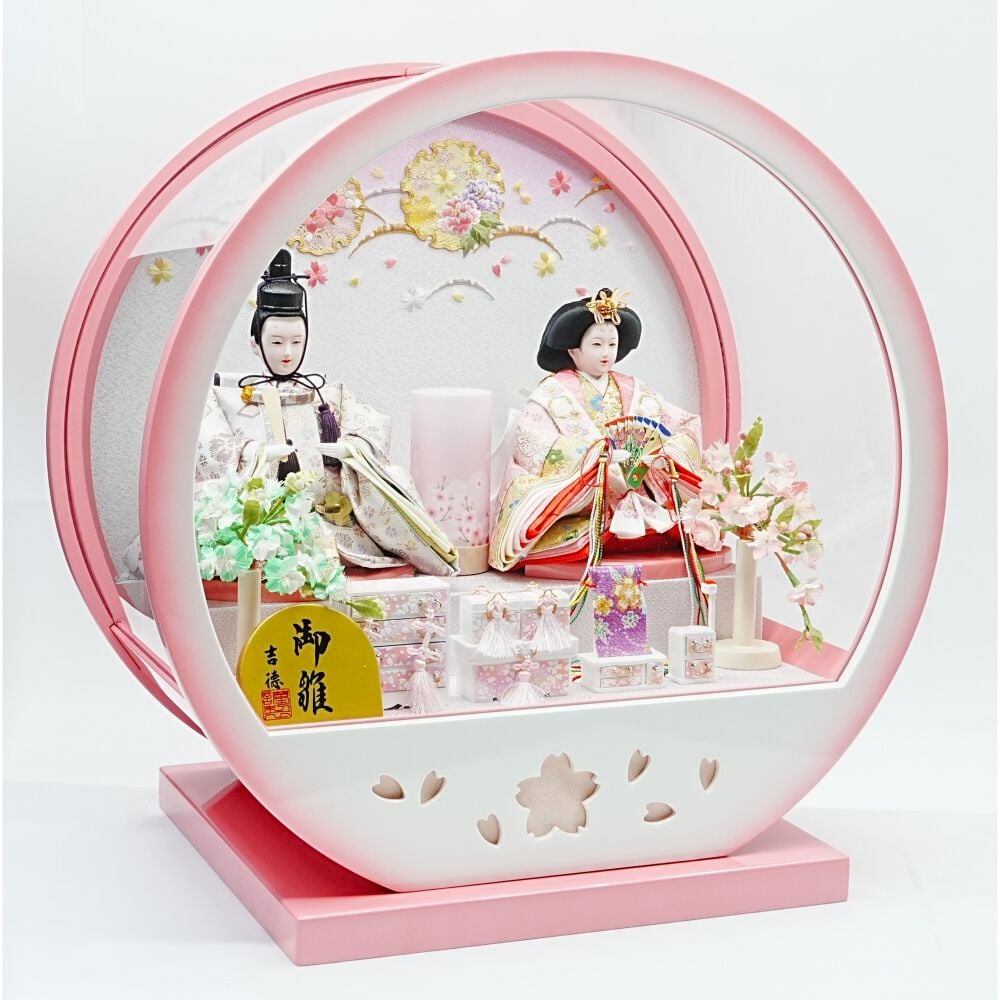 雛人形】ケース親王飾り「雪輪牡丹桜丸形アクリル」（322913）ベビーザ