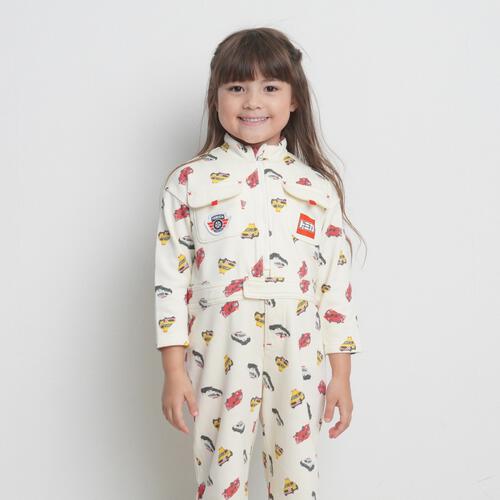 【TOMICA kie_158さんプロデュース】TOMICA トミカ つなぎ オーバーオール ホワイト×90cm