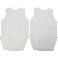 日本製 ノースリーブメッシュ打ち合わせロンパース２枚組 スナップタイプ イエロー×60-70cm