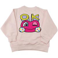 けけちゃま 裏毛バックプリントートレーナー サーモン&times;100cm