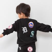 ベビーザらス限定　ＭＬＢ チームワッペン柄トレーナー(ブラック×110cm)