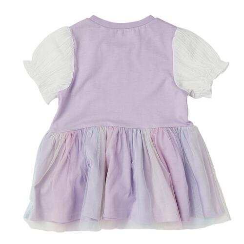 【ティニピン&times;しなこ】チュニック 裾チュール 天竺 パープル&times;100cm