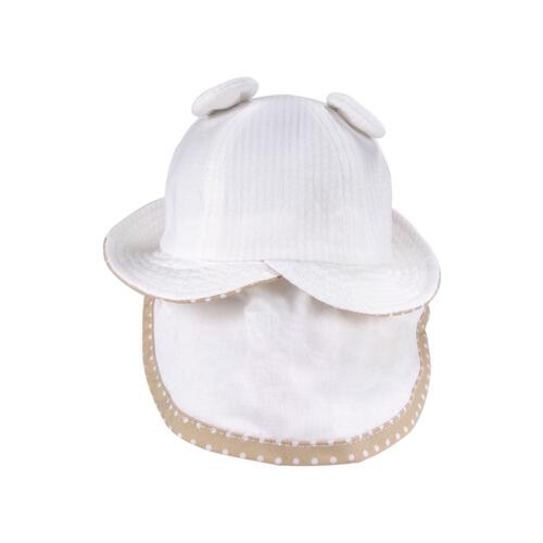 日本製 UV刺繍入り耳付きハット 日よけたれ ライトベージュ&times;44cm ベビーザらス限定