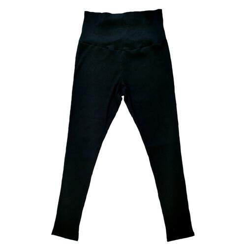 マタニティパンツ レギンス ストレッチ天竺 ブラック×L