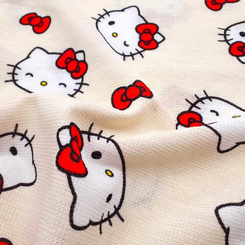 Hello Kitty ハローキティ 半袖パジャマ メッシュ 総柄丸首 アイボリー&times;110cm