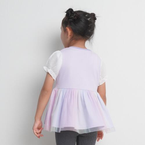 【ティニピン&times;しなこ】チュニック 裾チュール 天竺 パープル&times;100cm