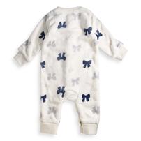 長袖カバーオール フリース リボン柄 グレー×70cm