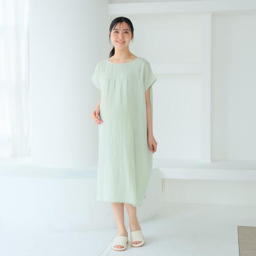 ぽこぽこガーゼの湯上りワンピ グレー×M-L