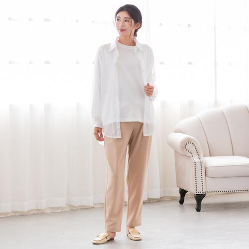 らくちんタックパンツ ベージュ M-L