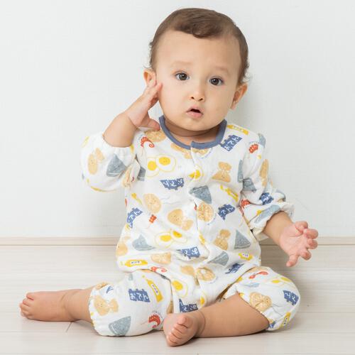 長袖ロンパス スタイツキ ニットキルト おでん ブルー×60-70cmベビーザらス限定