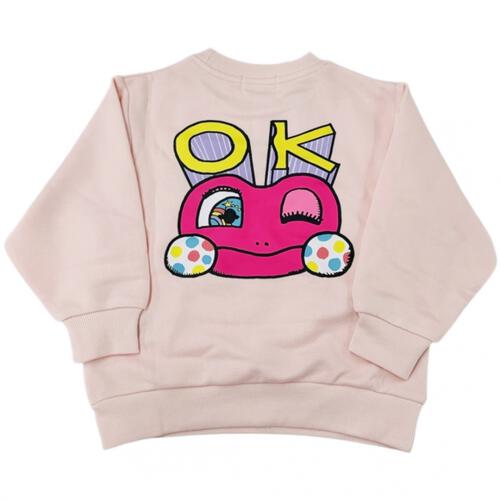 けけちゃま 裏毛バックプリントートレーナー サーモン&times;90cm