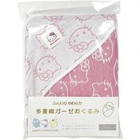 SANRIO サンリオ 多重織ガーゼおくるみ キティ レッド&times;ﾌﾘｰ  ベビーザらス限定