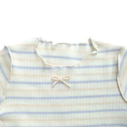 長袖ロンパース肌着 2枚組 リブメローボーダー ピンク×80cm ベビーザらス限定