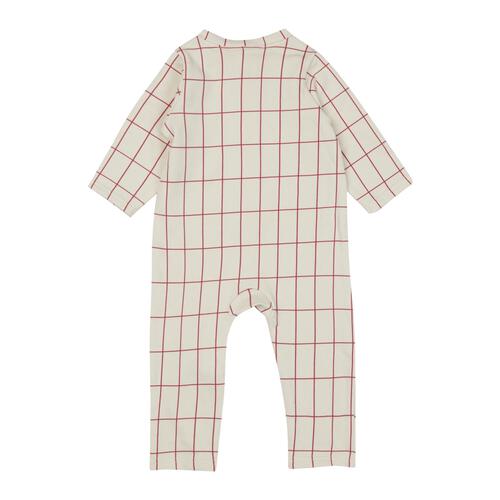 【FirstCloset×mioさん】 長袖ファスナーオール 格子柄 裏毛 ナチュラル×70cmベビーザらス限定