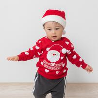 クリスマストレーナー 裏毛 サンタ レッド×80cm ベビーザらス限定