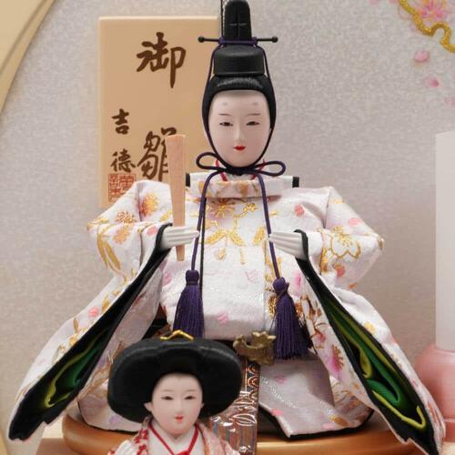 【雛人形】ケース飾り 五人飾り「雪輪桜刺繍 丸形クリームアクリル」 (322549)ひな人形 モダン 丸型 トイザらス・ベビーザらス限定【メーカー直送】