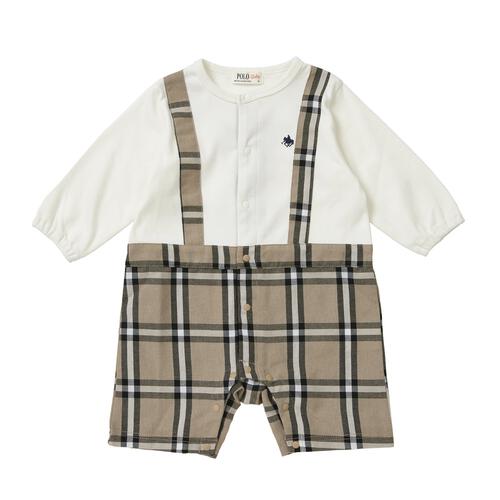 POLO BCS チェックレイヤード風ロンパース ベージュ&times;80cm ベビーザらス限定