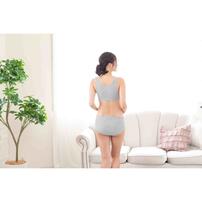 綿100％肌にやさしいリブハーフトップ(グレー×M)