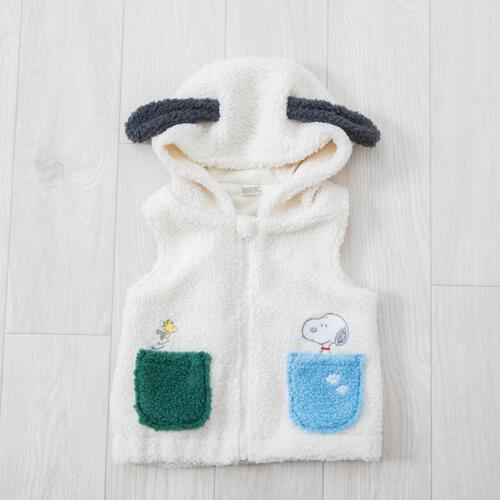 SNOOPY スヌーピー ベスト フード付き ナチュラル×90cm