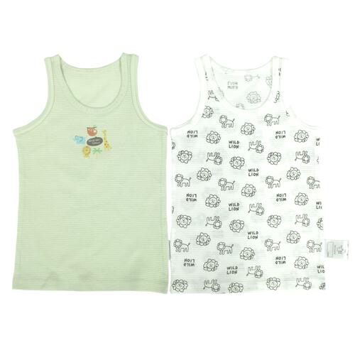 2枚組涼感袖なしシャツ肌着 シースルー アニマル グリーン&times;100cm ベビーザらス限定