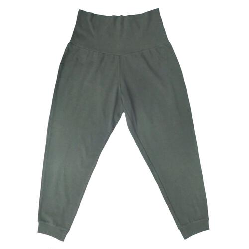 マタニティパンツ  ストレッチリップルリブ ジョガーパンツ チャコール×M